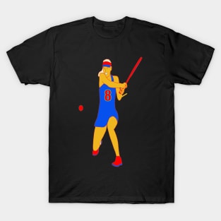 NEON RETRO TENNIS PLAYER GIRL NUMBER 8 T-Shirt